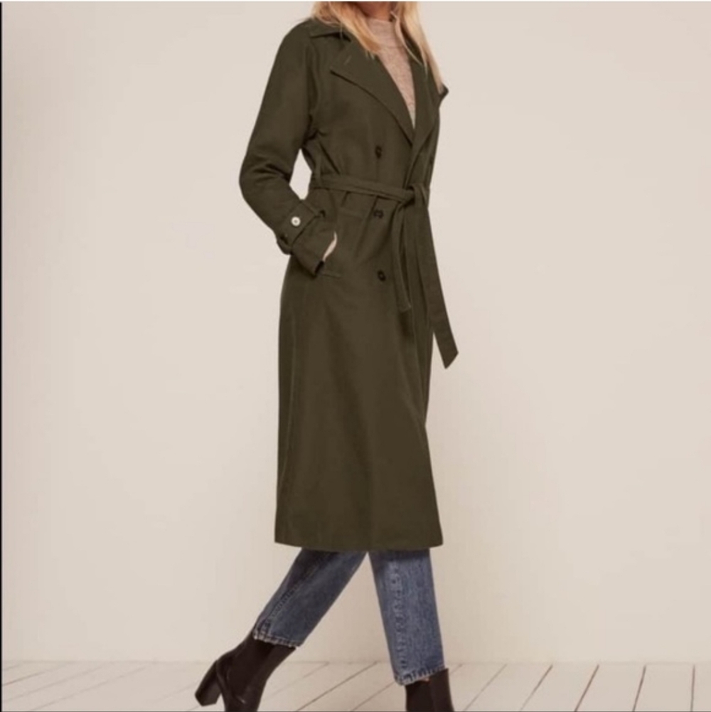 Reformation Colonel Trench Coat Army Green Size S - Picture 4 of 6